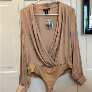 Gold Long Sleeve Wrap Bodysuit